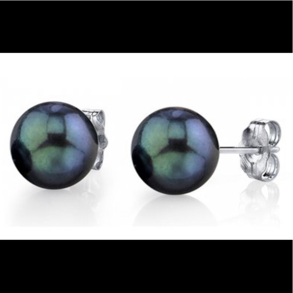 Black Ayoka Cultured Pearl Stud Earrings